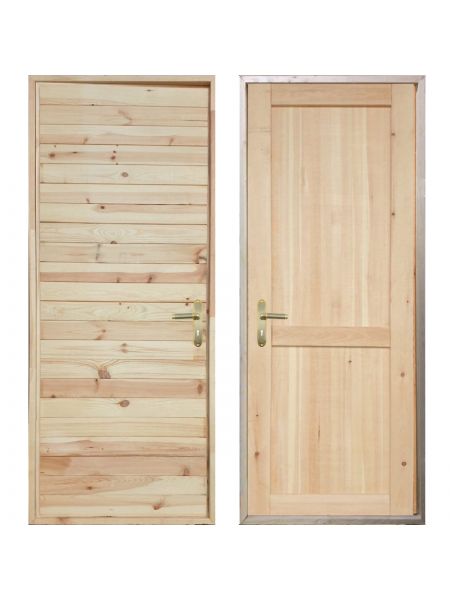 Входная деревянная дверь «ЗИМА - Имитация бруса / Рим»