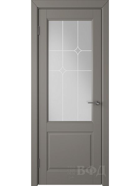 Межкомнатная дверь ВФД Доррен 58ДО03 (Темно-серая эмаль - Белый сатинат с печатью)