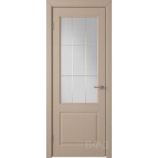Межкомнатные двери ВФД Доррен 58ДО04 (Латте эмаль - Белый сатинат с гравировкой)