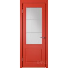Межкомнатные двери ВФД Доррен 58ДО07 (Красная эмаль - Белый сатинат с гравировкой)