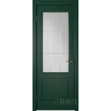 Межкомнатные двери ВФД Доррен 58ДО10 (Зеленая эмаль - Белый сатинат с гравировкой)