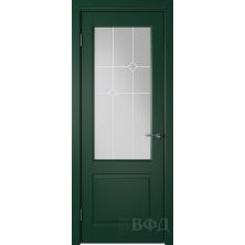 Межкомнатные двери ВФД Доррен 58ДО10 (Зеленая эмаль - Белый сатинат с печатью)