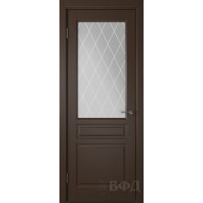 Межкомнатные двери ВФД Стокгольм 56ДО05 (Шоколадная эмаль - Белый сатинат с печатью)