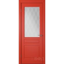 Межкомнатные двери ВФД Стокгольм 56ДО07 (Красная эмаль - Белый сатинат с печатью)