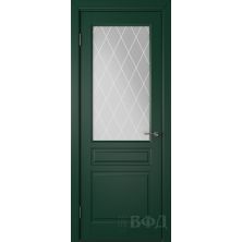 Межкомнатные двери ВФД Стокгольм 56ДО10 (Зеленая эмаль - Белый сатинат с печатью)