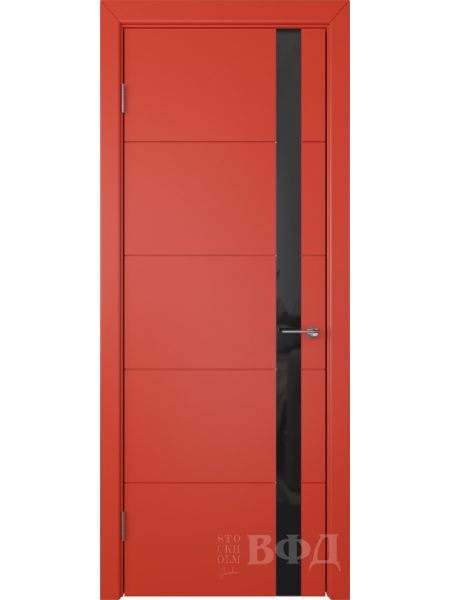 Межкомнатная дверь ВФД Тривиаа 50ДО07 (Красная эмаль - Стекло черное)