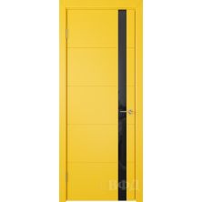 Межкомнатные двери ВФД Тривиа 50ДО08 (Желтая эмаль - Стекло черное)